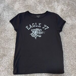 American Eagle Women’s Small Black Ribbed Short Sleeve Graphic T-shirt
